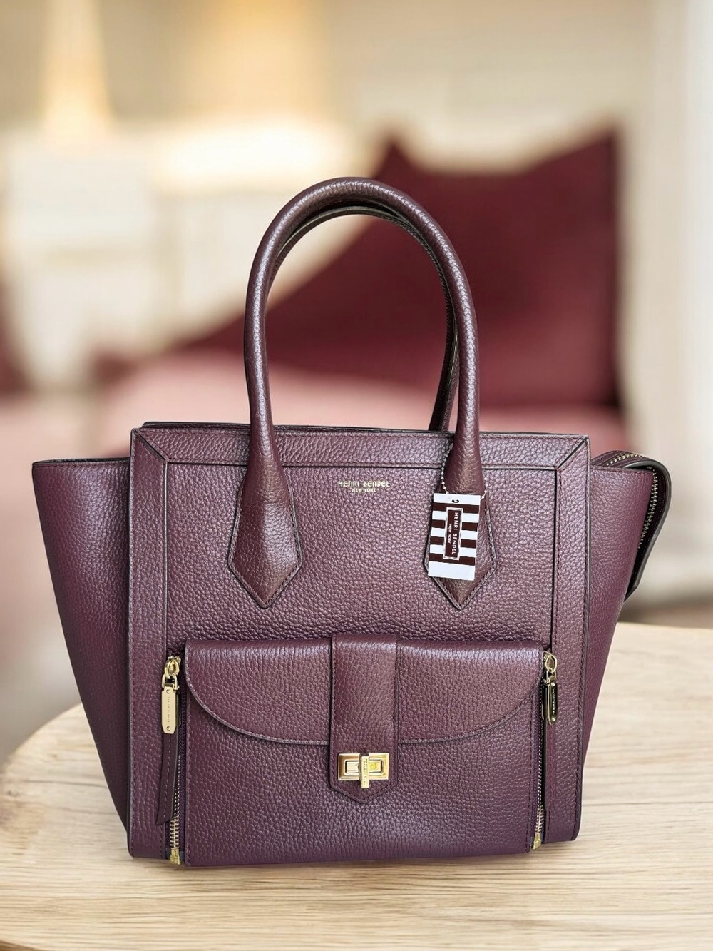 🆕 Henri Bendel Rivington Tote Bag Burgundy Satchel